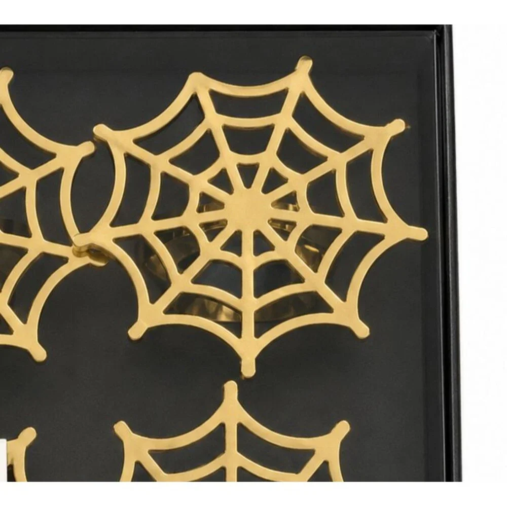 Isaac Mizrahi Halloween Spider Web Gold Tone Set Of 4 Napkin Rings Scary Spooky